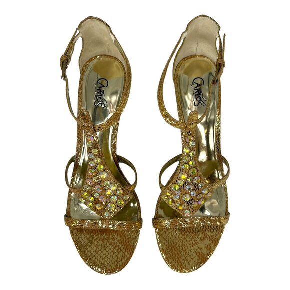 CARLOS SANTANA Starlet Gladiator Gold Glitter Crystal Sandals Shoes Size‎ 8 - Picture 10 of 10